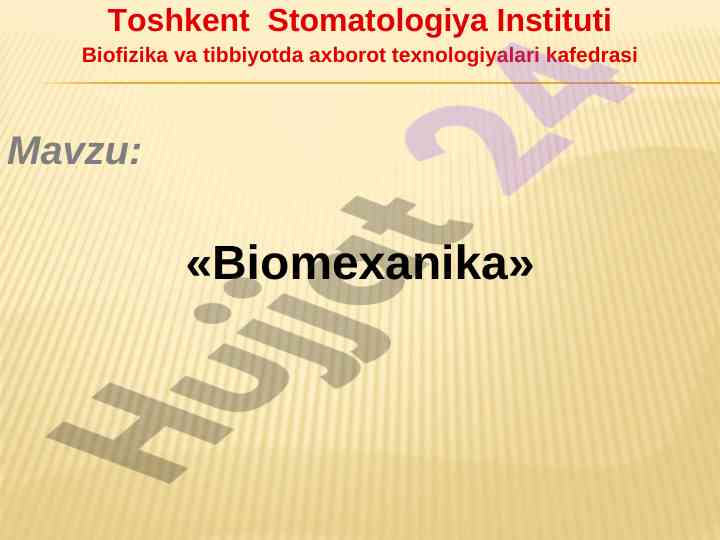 Biomexanika tabiatining asosiy konseptsiyalari
