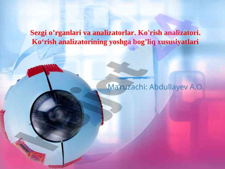 Ko'rish analizatorlari va ularning xususiyatlari