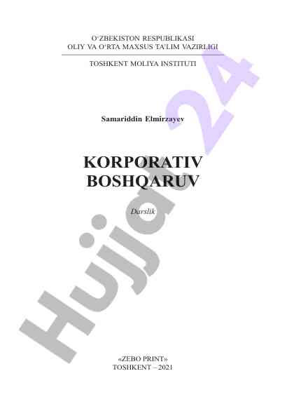 Korporativ boshqaruv darsligi tanqidiy tahlil