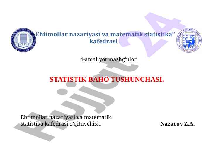 Ehtimollar nazariyasi va matematik statistika
