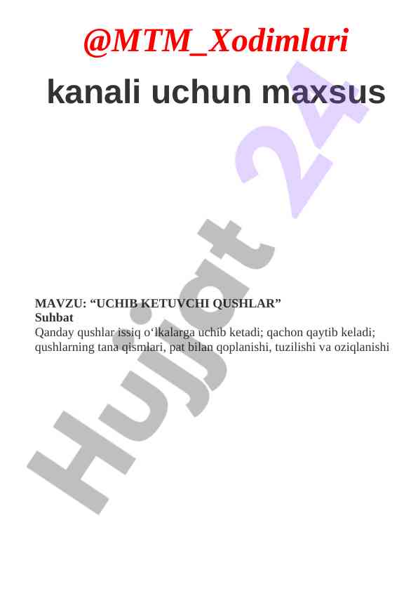 Uchib ketuvchi qushlar mavzusida o‘quv qo‘llanma