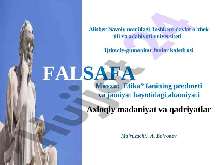 Etika fanining predmeti va ahamiyati