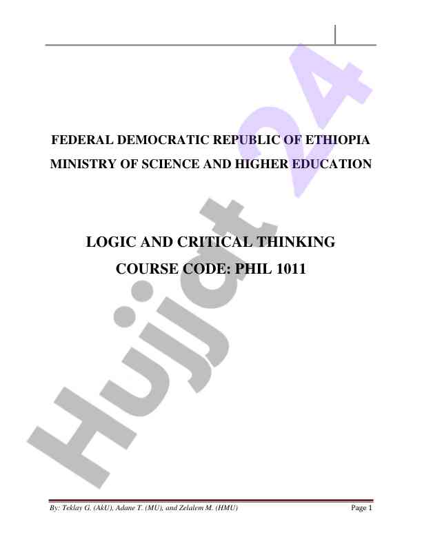 Logic and critical thinking course overview