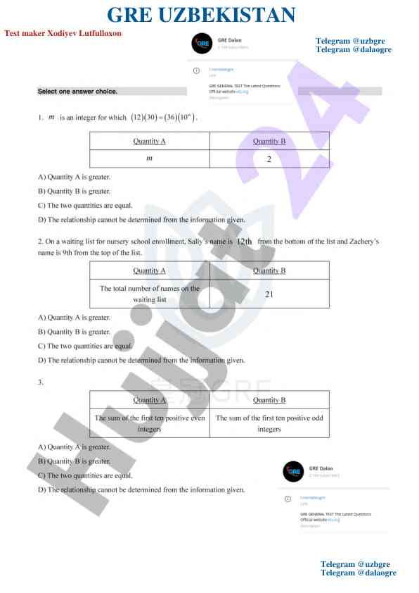 Gre preparation test strategies for uzbekistan