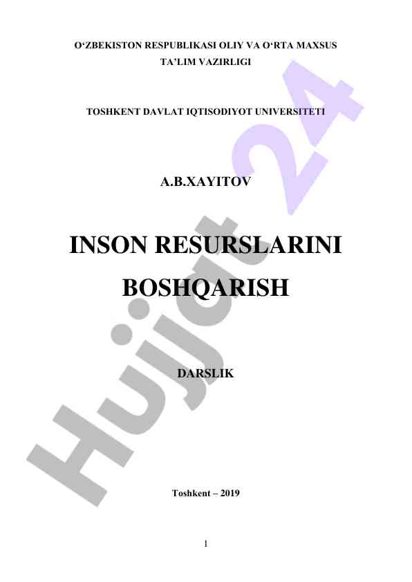 Inson resurslarini boshqarish darslikasi