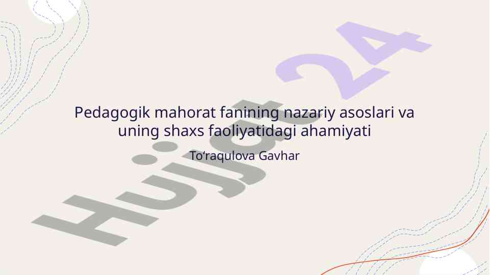 Pedagogik mahorat fanining nazariy asoslari