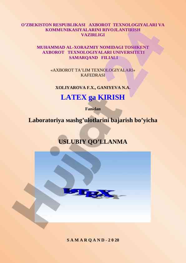 Latexga kirish uslubiy qo'llanma bajarish uchun