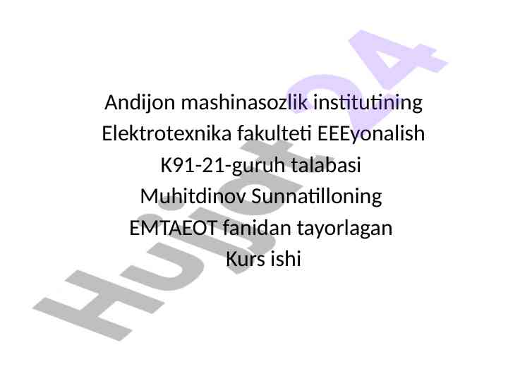 Transformator tanlash va dvigatel hisoboti