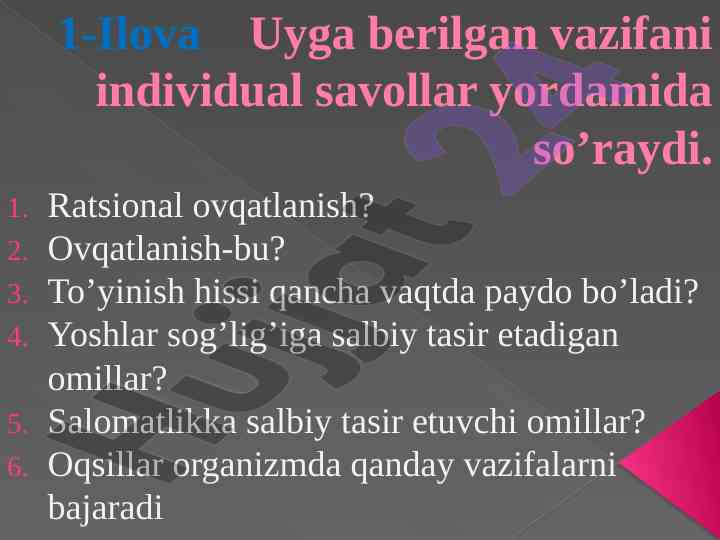 Ratsional ovqatlanish va sog‘liqni saqlash