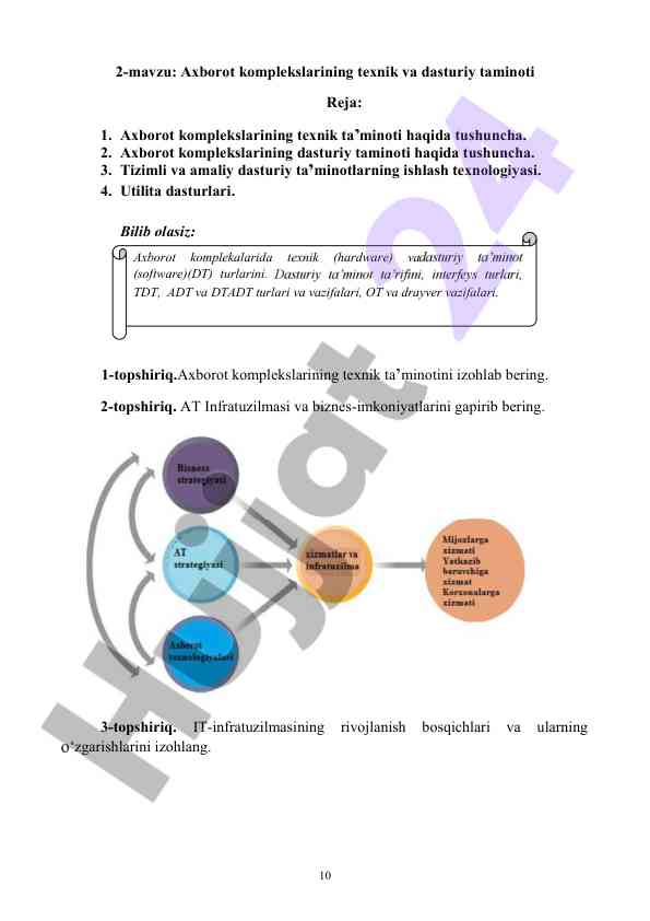 Axborot komplekslarining texnik va dasturiy taminoti