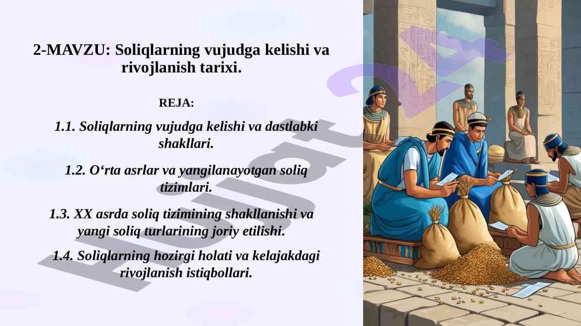Soliqlarning vujudga kelishi va rivojlanish tarixi