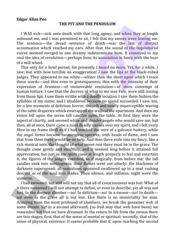 The pit and the pendulum analysis and interpretation