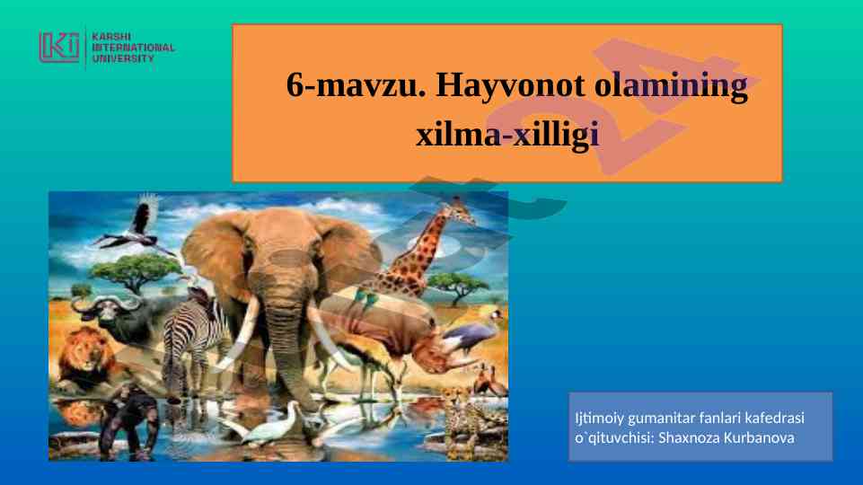 Hayvonot olamining xilma-xilligi va ahmiyati