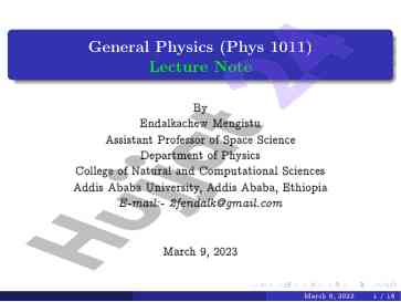 General physics lecture notes for students