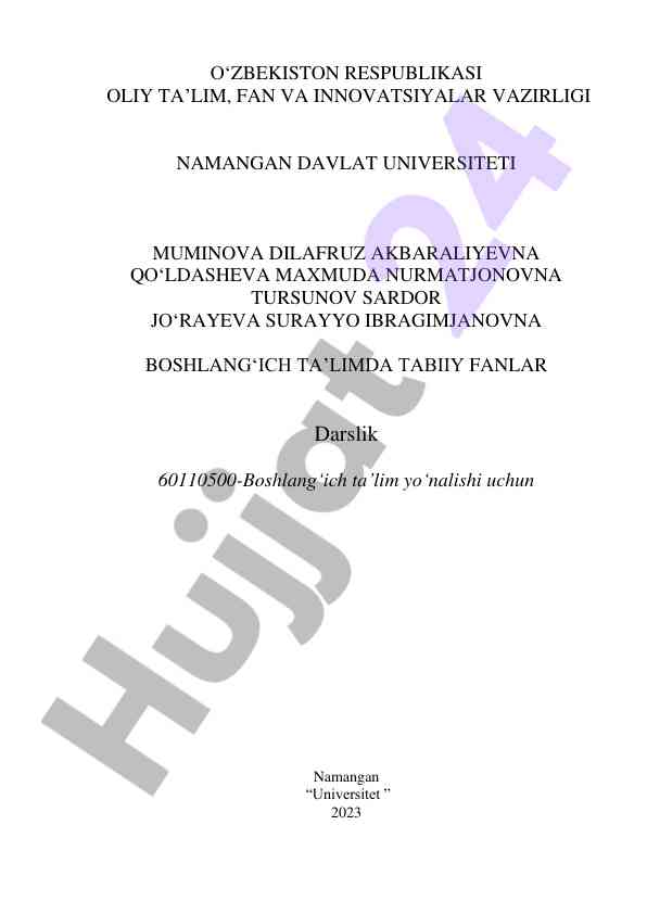 Boshlang'ich ta'limda tabiiy fanlar darslik