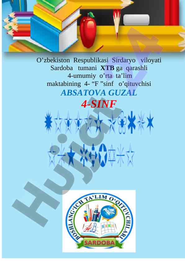 4-sinf yillik taqvim-mavzuiy ish rejasi