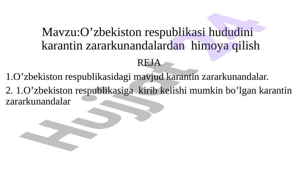 O‘zbekiston respublikasi karantin zararkunandalari