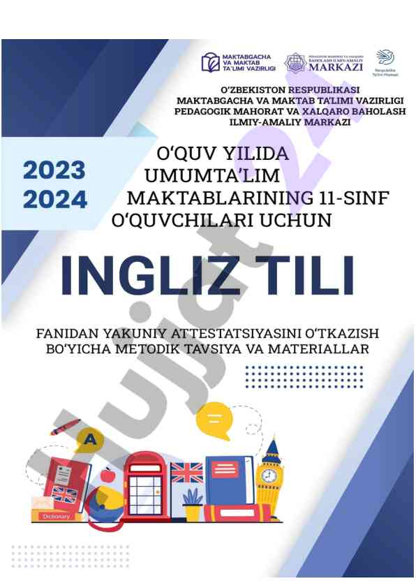 2023-2024 o‘quv yilida ingliz tili imtihon materiallari