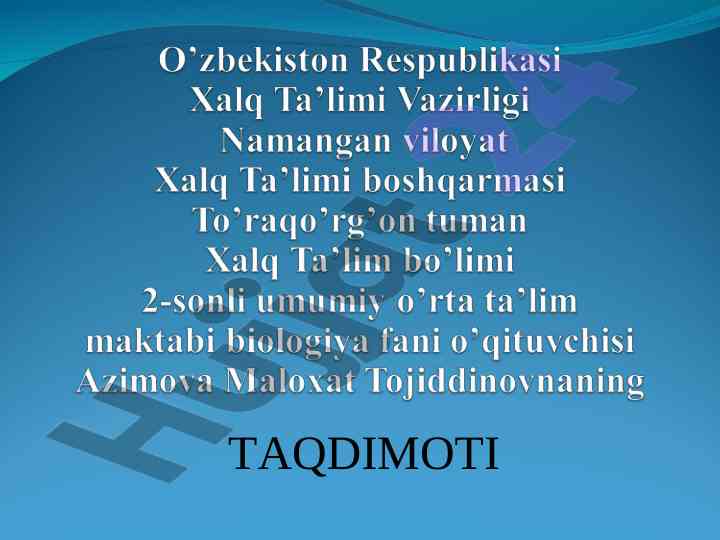 Biologiya fanida o‘quvchilarning bo‘sh o‘zlashtirishi
