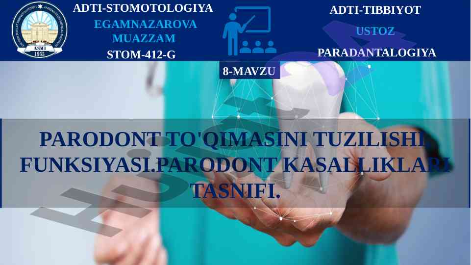 Parodont to'qimasining tuzilishi va funktsiyasi