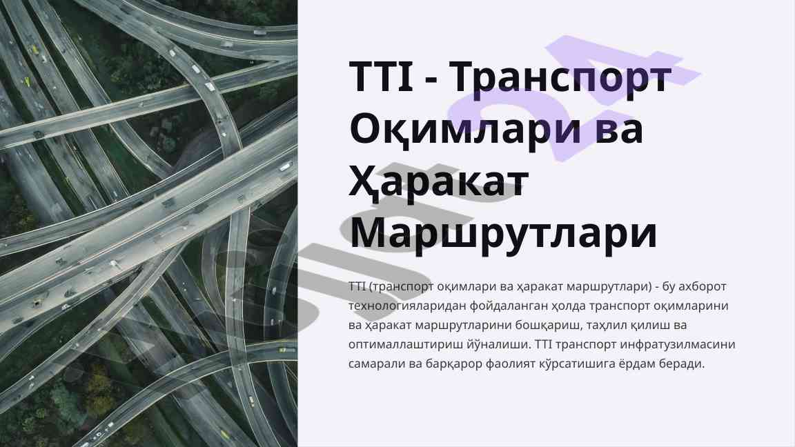 Transport oqimlari va harakat marshrutlari tahlili
