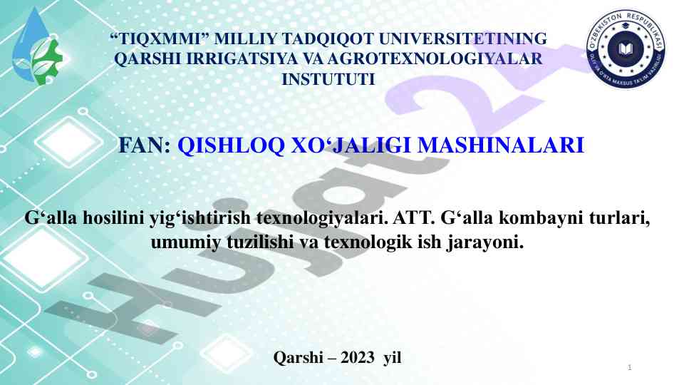 Qishloq xo‘jaligi mashinalari texnologiyalari