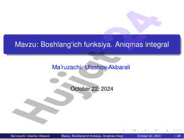 Boshlang‘ich funktsiya va aniqmas integral