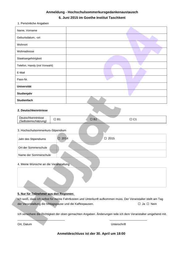 Hochschulsommerkurs anmeldung und anforderungen