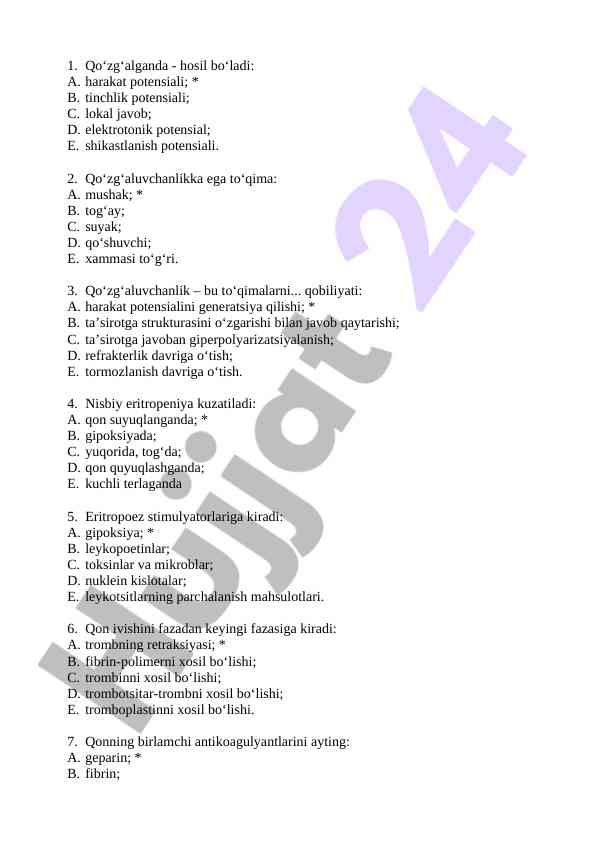 Qo‘zg‘aluvchanlik va qonning antikoagulyantlari