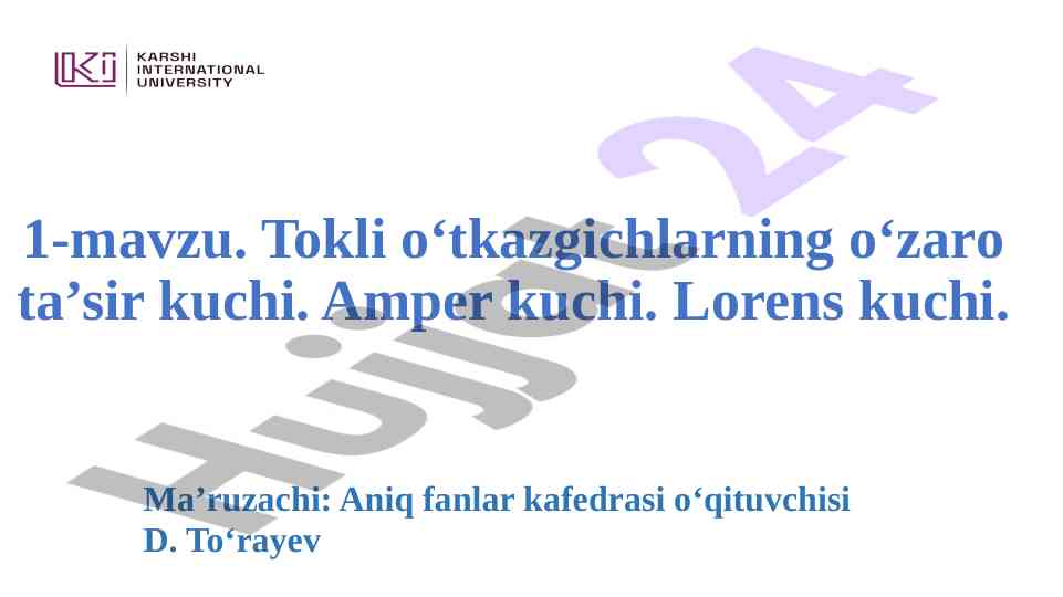 Tokli o‘tkazgichlar va magnit maydonlar