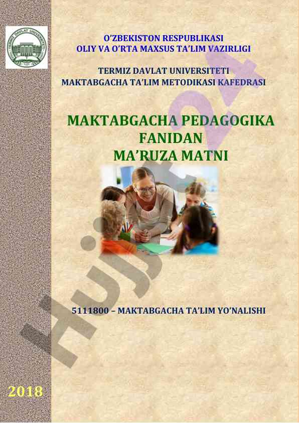 Maktabgacha ta'lim pedagogikasining asosiy prinsiplari