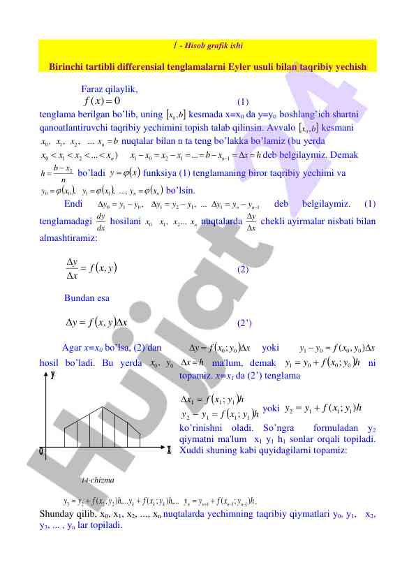 Hisob grafik ishida birinchi tartibli tenglamalar