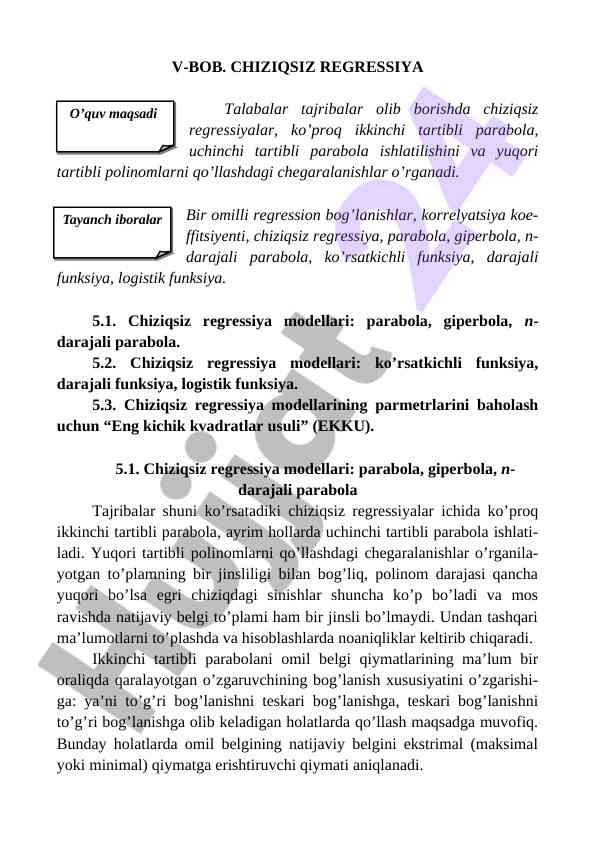 Chiziqsiz regressiya modellarini o‘rganish