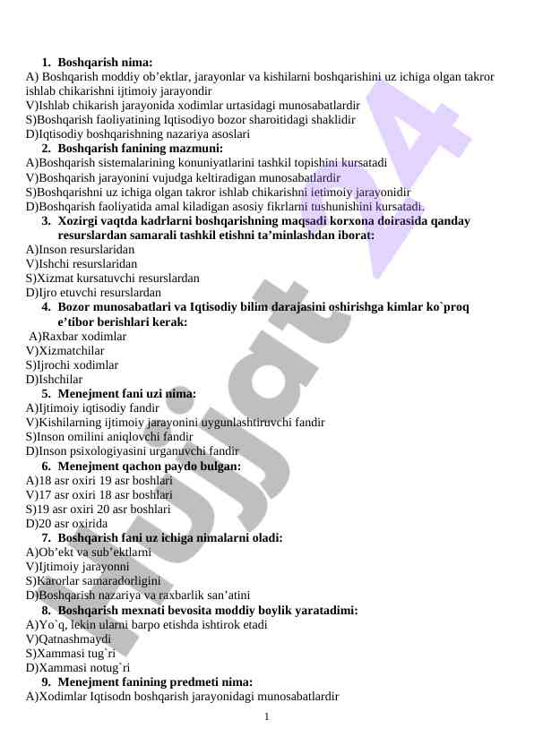 Boshqarish fanining asosiy tamoyillari