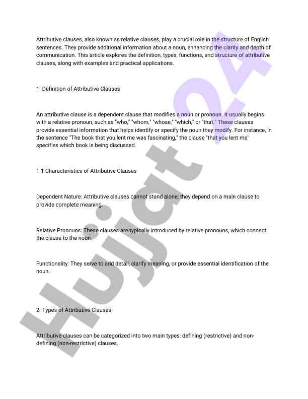 Understanding attributive clauses in english sentences