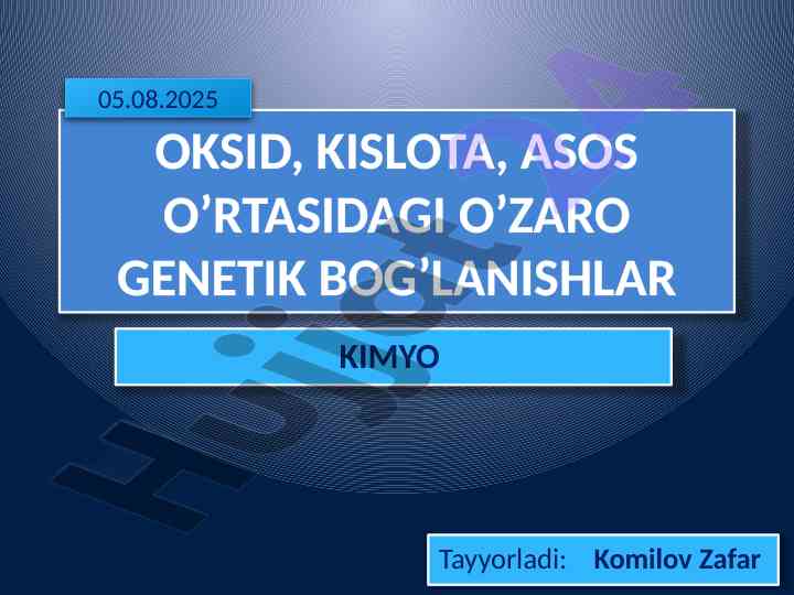 Oksid va kislotalar o'rtasidagi genetik bog'lanishlar