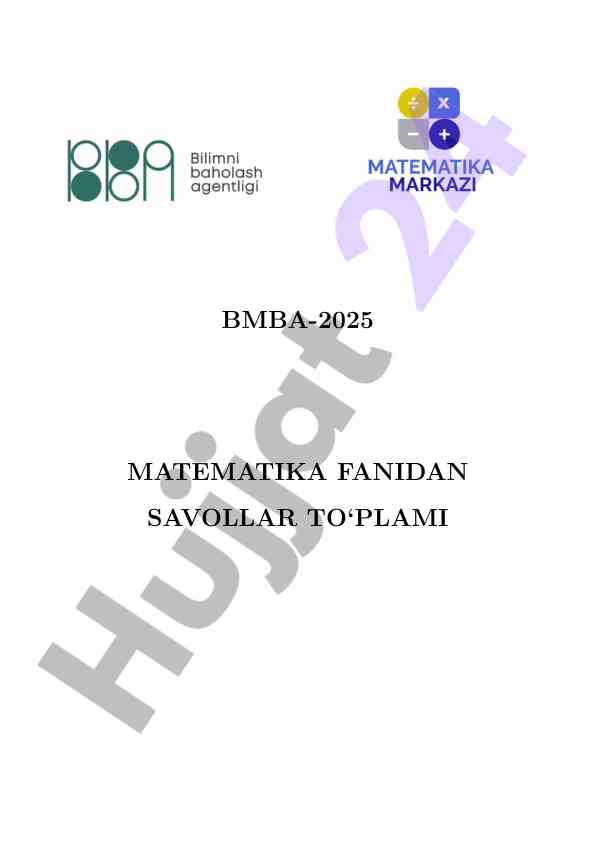 Bmba-2025 matematika fanidan savollar to‘plami
