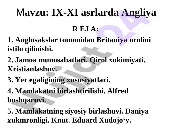 Ix-xi asrlarda angliya tarixi va jamoa munosabatlari