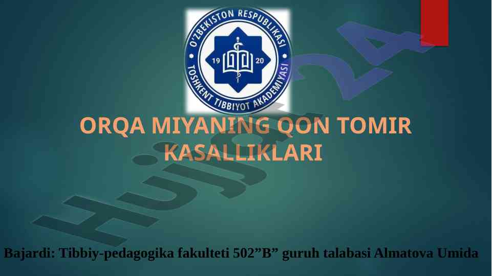 Orqa miyaning qon tomir kasalliklari tahlili