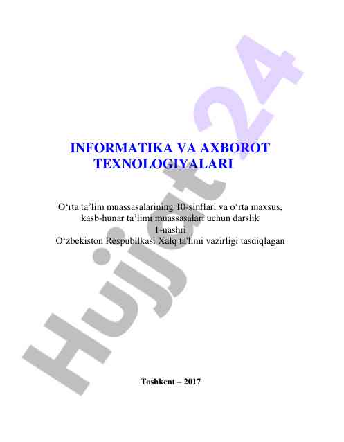 Informatika va axborot texnologiyalari darslik
