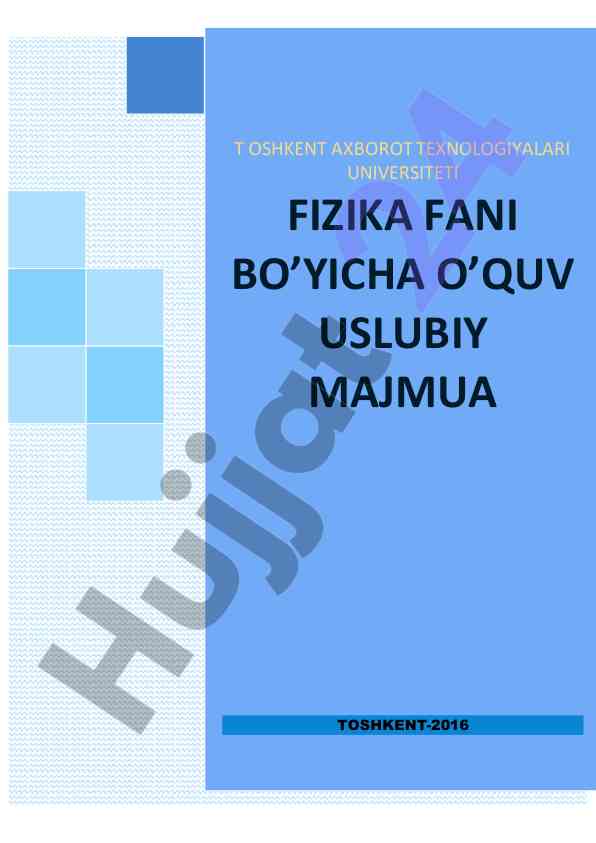 Fizika o'quv-uslubiy majmua 2016