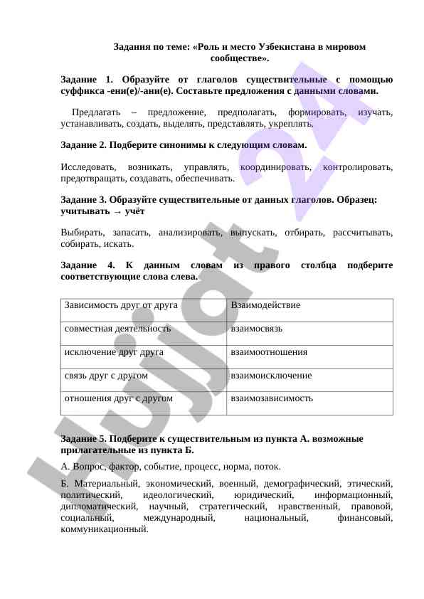 Роль узбекистана в мировом сообществе