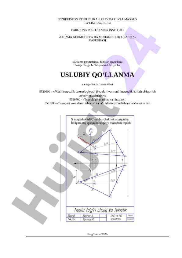 Chizma geometriya fanidan bosqichlarga bo‘lib yechish