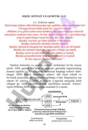 Oqsil sintezi va genetik kod jarayonlari