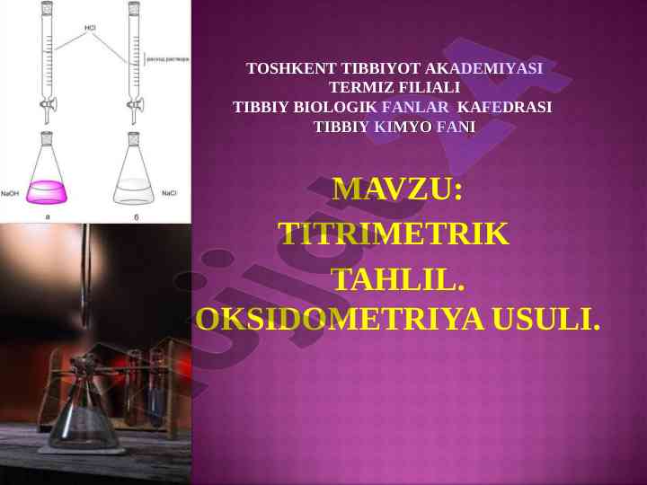 Titrimetrik tahlil va oksidometriya usuli