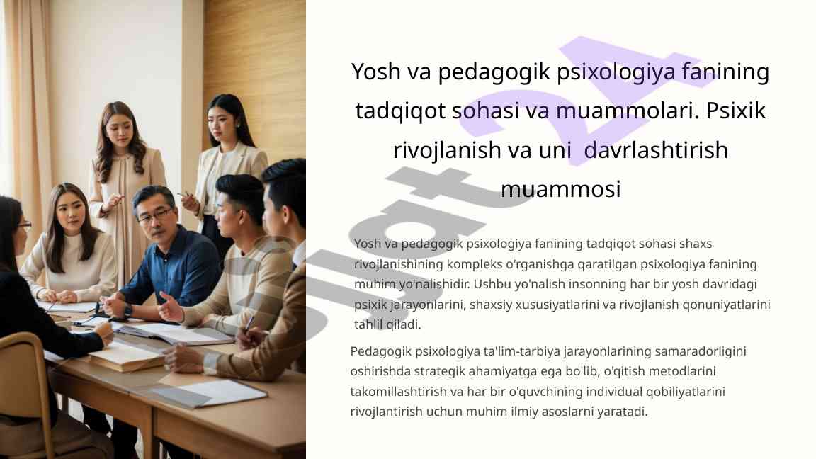 Psixologiya va yosh rivojlanishi: asosiy muammolar