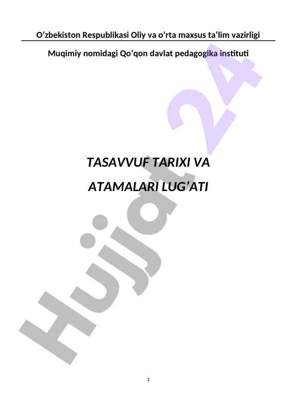 Tasavvuf tarixi va atamalari lug‘ati