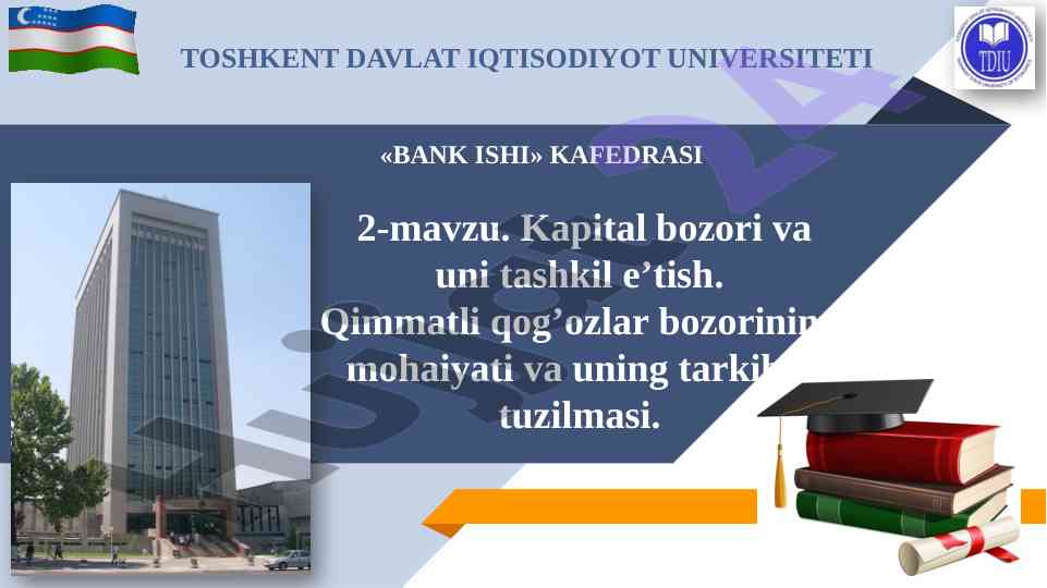Kapital bozori tashkil etish asoslari