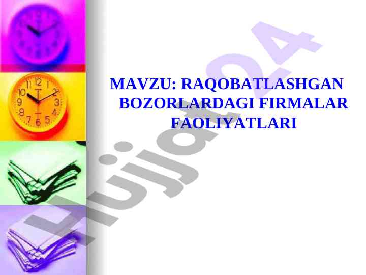 Raqobat va raqobat tushunchasi: asosiy tamoyillar