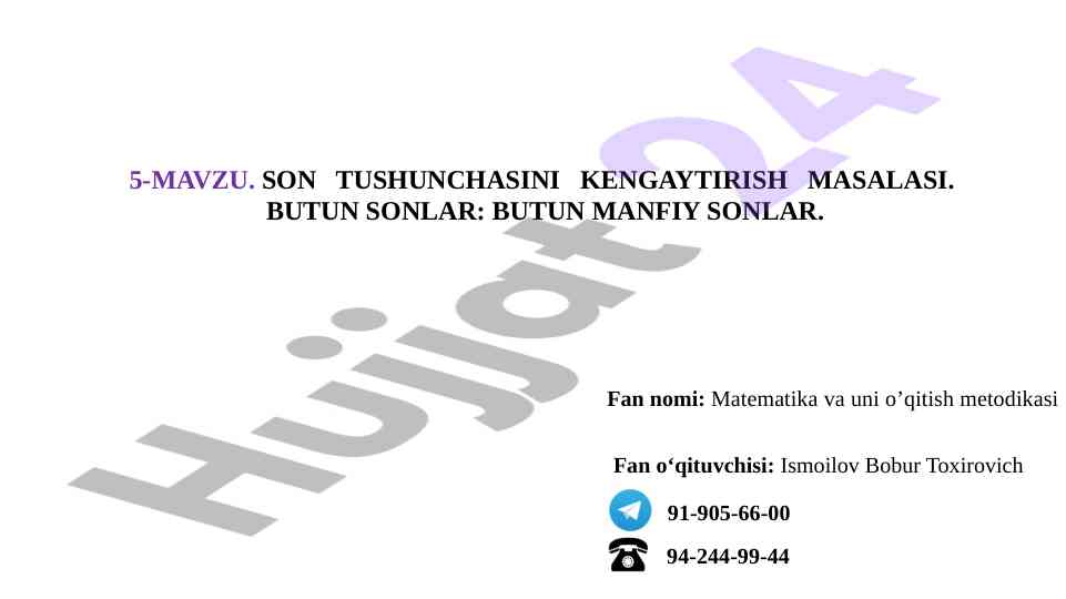 Butun sonlar va butun manfiy sonlar haqida